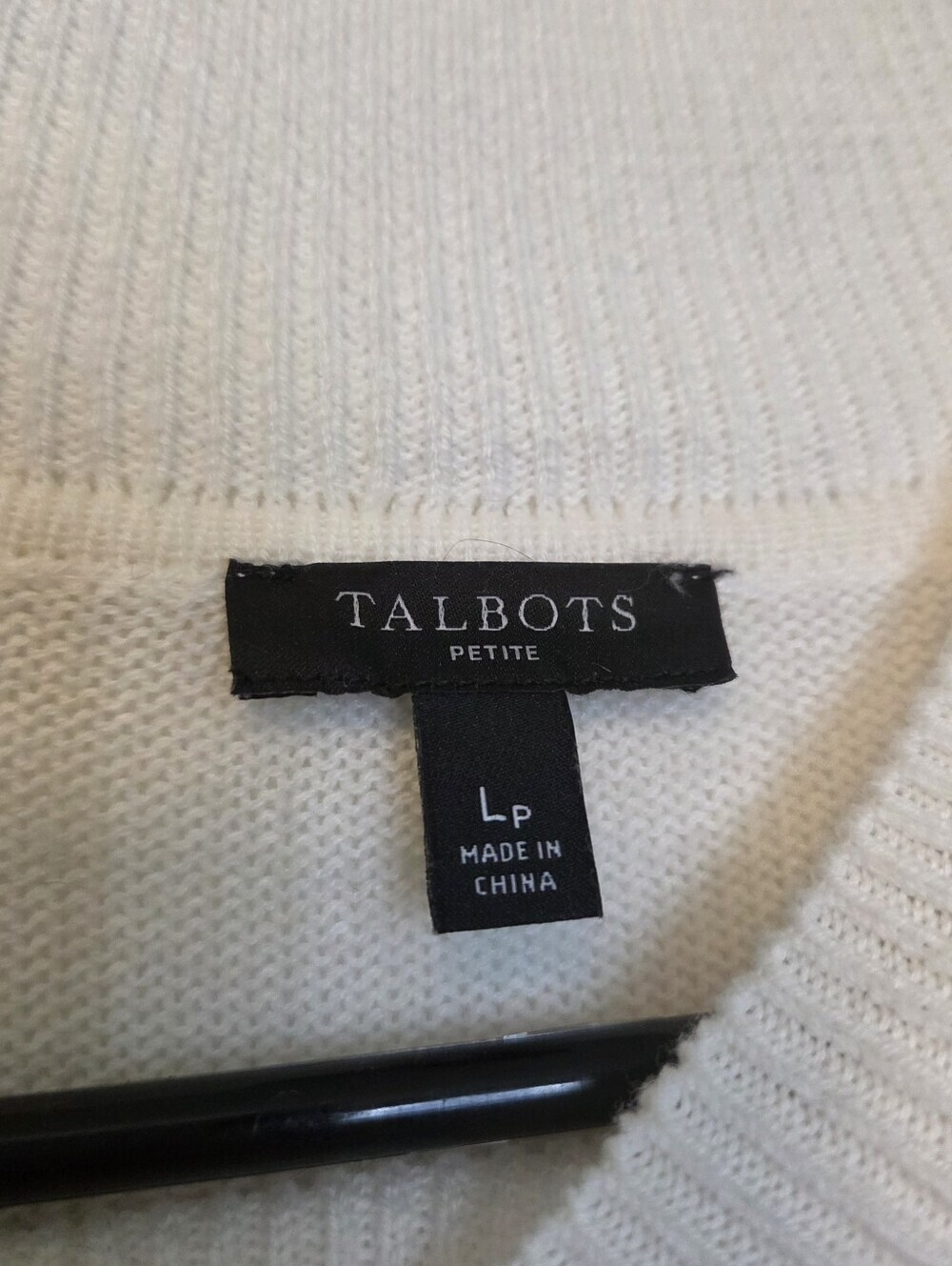 Talbots Sweater LP Ivory Tulle Dot Sleeve Mock Neck Grandmillennial Chic - Picture 6 of 7